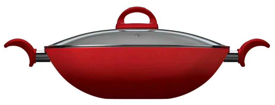 Panela Wok Intense Com Alças - Vermelha (32cm)