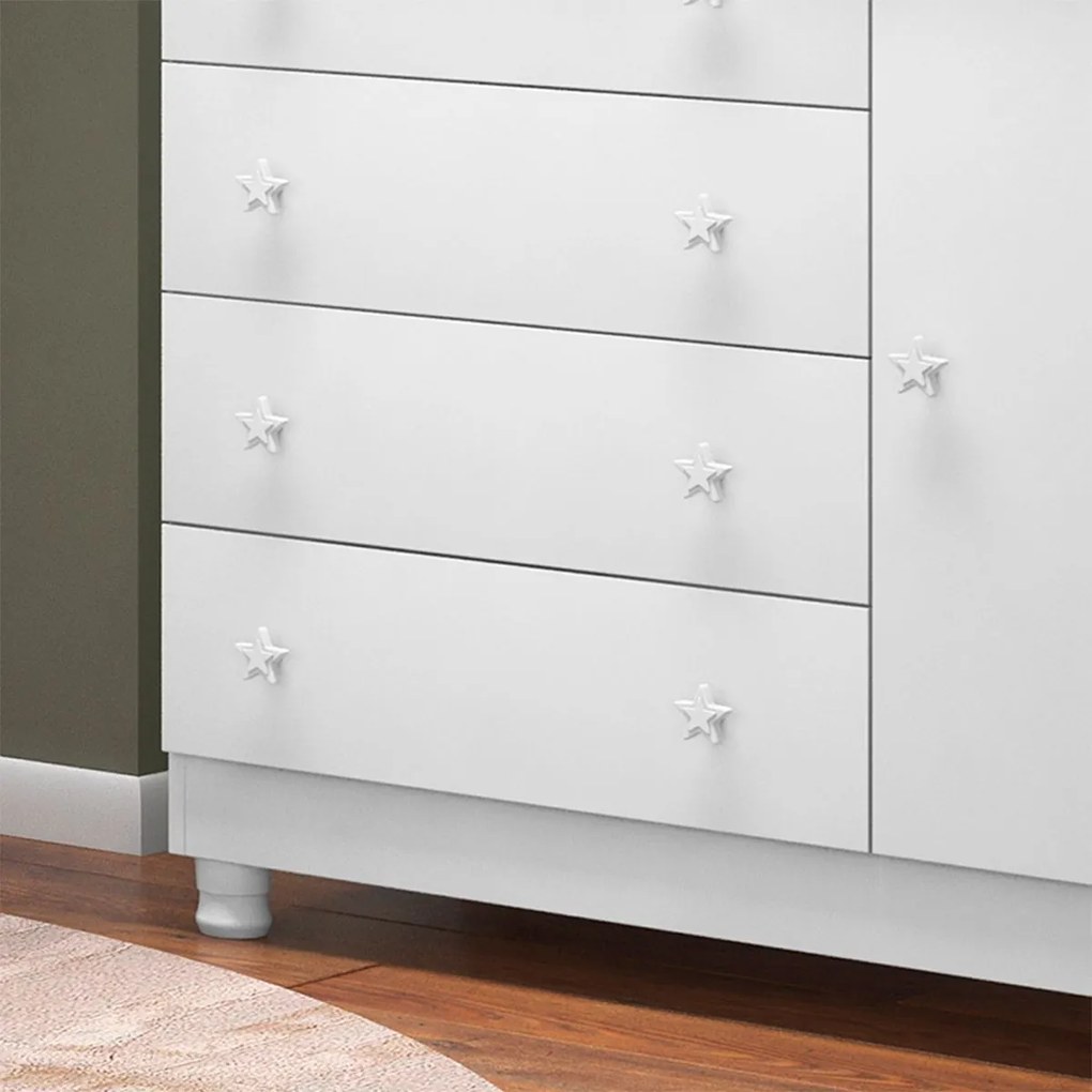 Comoda Sapateira Infantil 1 Porta e 4 Gavetas Brilhar Q01 -ADJ Decor