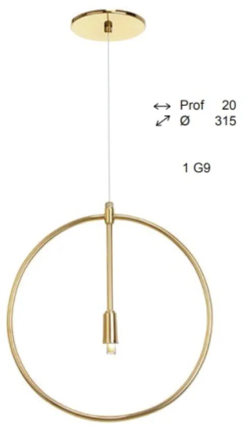 Pendente Ring Ø31,5X2Cm Circle Metal Aluminio 01Xg9 - Old Artisan Pd-5... (DOURADO FOSCO)