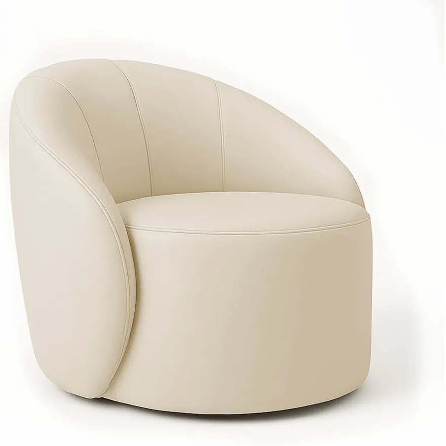 Poltrona Decorativa Orgânica Lua Sintético Bege D03 - D'Rossi
