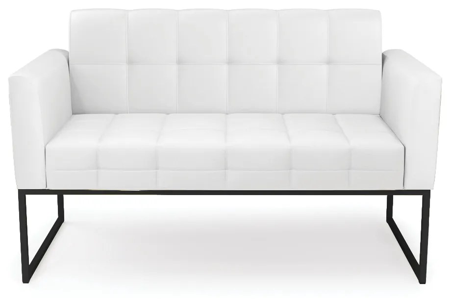 Sofá Namoradeira Elisa Corino Base Metálica Industrial Preto - D'Rossi - Branco