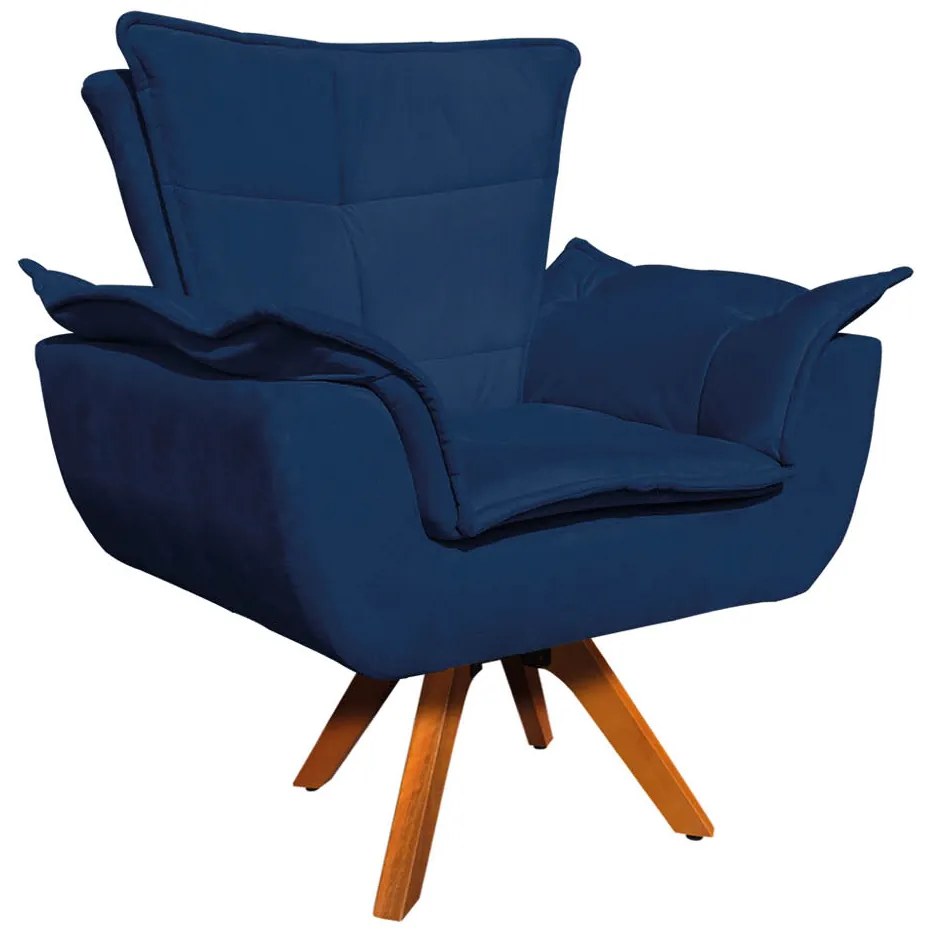 Sofá Namoradeira e 2 Poltronas Giratória MM30 Opala Suede D03 - D'Rossi - Azul Marinho