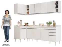 Armário de Cozinha Modulado de Canto Direito 5 Peças CP44 Balcão com T