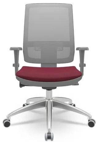 Cadeira Brizza Diretor Grafite Tela Cinza com Assento Poliester Vinho Base Autocompensador Aluminio - 65822 Sun House