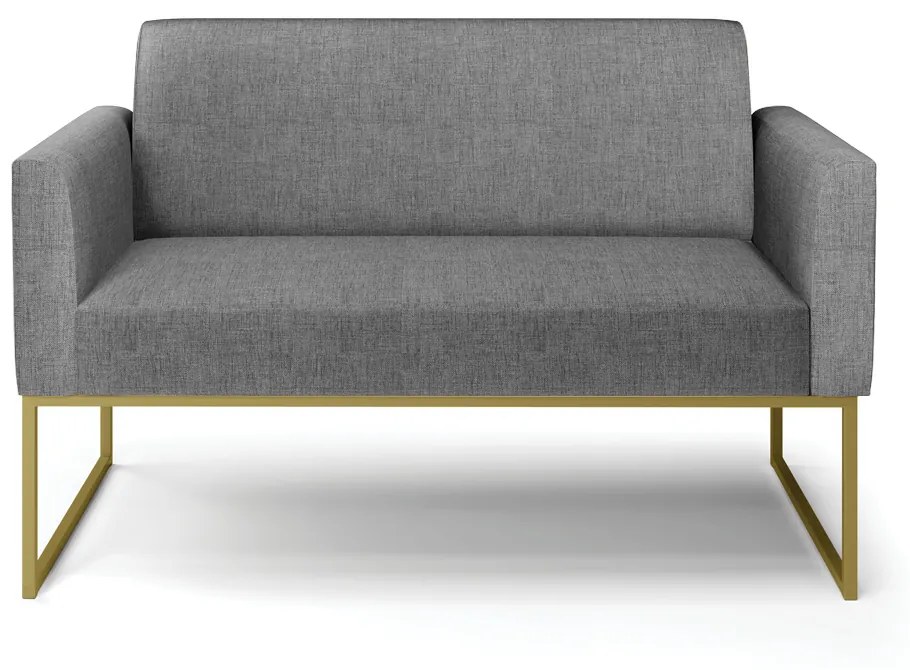 Sofá Namoradeira Base Industrial Dourado Marisa Linho Grafite A26 D03 - D'Rossi