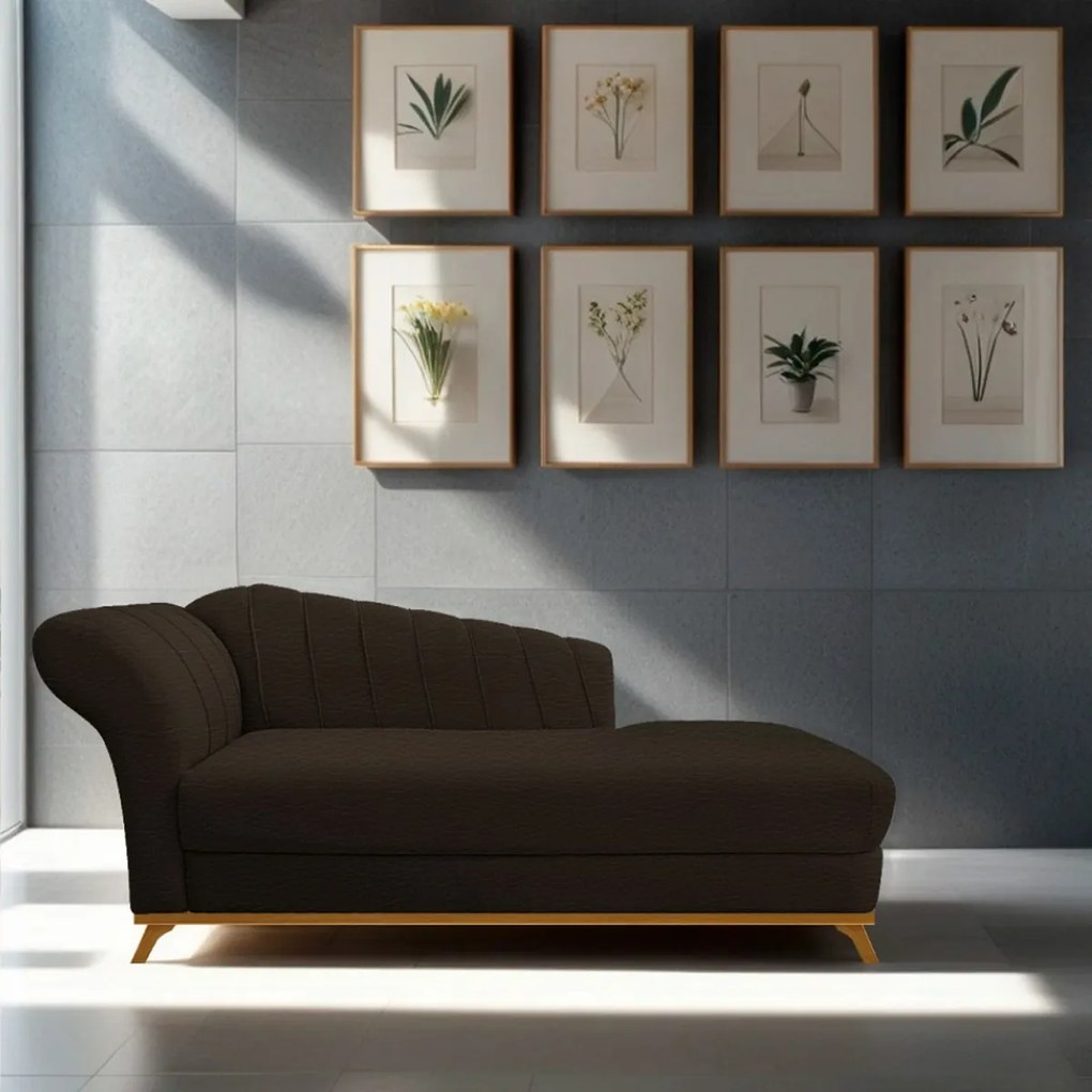 Recamier Vanessa 185cm Lado Direito Corano Marrom - ADJ Decor