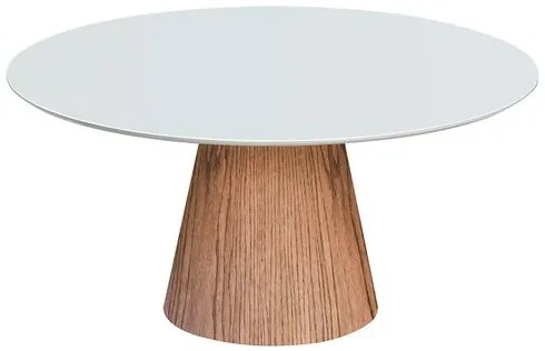 Mesa Jantar Redonda Ayla Amêndoa Tampo Branco 140cm - 70375 Sun house
