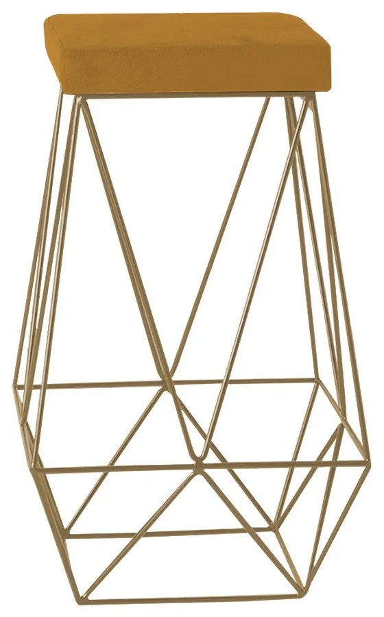 Banqueta Decorativa Kathy Base Gold Suede Mostarda G41 - Gran Belo