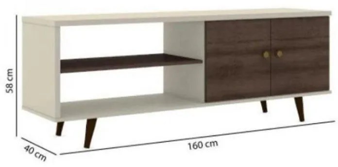 Rack Retro para Tv até 48 Polegadas Off White/Rústico