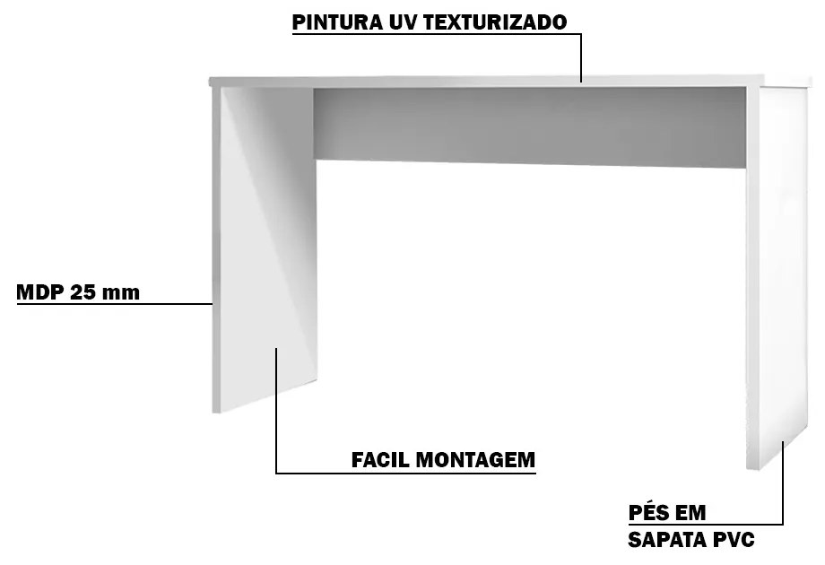 Mesa para Escritório Home Office com Gaveta Emma Branco Texturizado G47 - Gran Belo