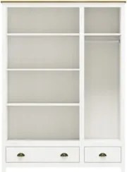 Guarda Roupa Solteiro 136cm 3 Portas Lázio Branco/Freijó F07 - Mpozena