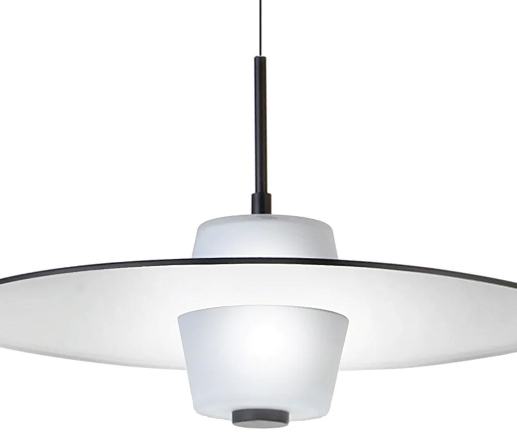 Pendente Eclisse Ø50X30Cm Disco Plano Metal Alumínio E Vidro Duplo 04X... (GRAFITE)