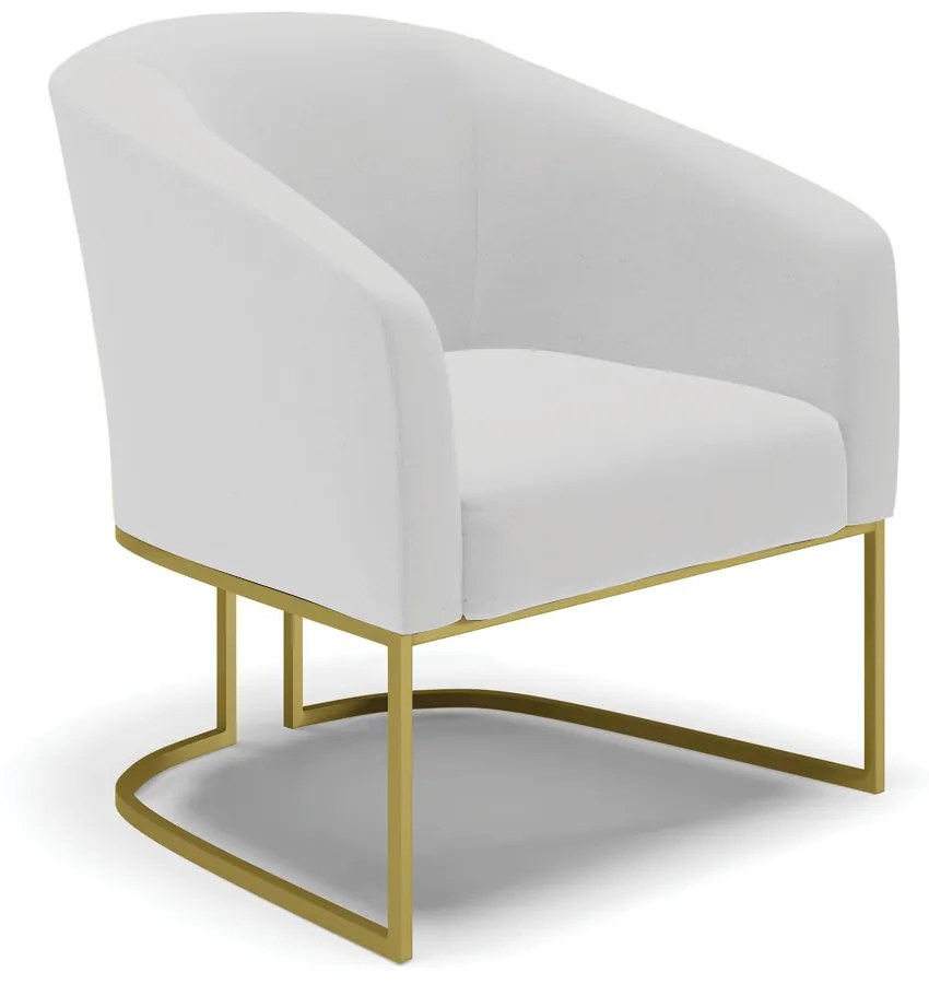 Sofá Namoradeira e Poltrona Base Industrial Dourado Stella Linho D03 - D'Rossi - A05 Cinza