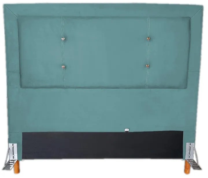 Cabeceira com Calçadeira Baú Solteiro 90cm Caribe Suede Turquesa - Sheep Estofados - Água
