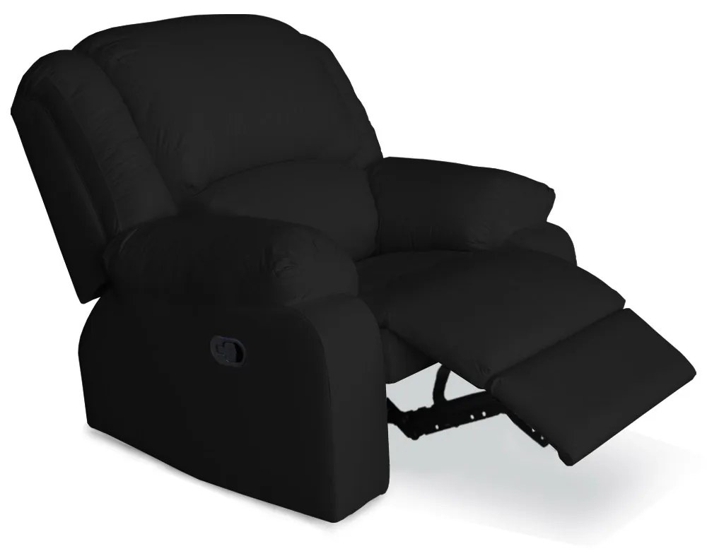 Poltrona Decorativa Magnum Reclinável Manual Courino Preto