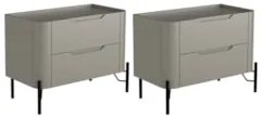 Mesa Cabeceira Para Quarto 68cm Kit 2 Becca Grigio/Preto I06 - Mpozena