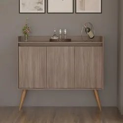 Balcão Buffet Aparador Para Sala de Jantar 3 Portas Belize Castanho -