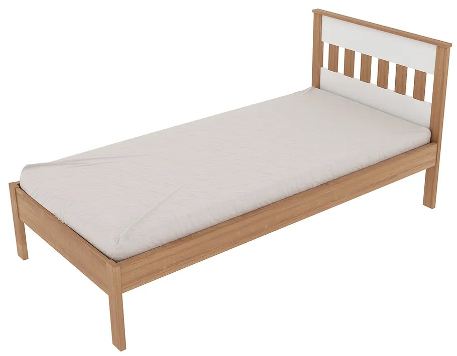 Cama de solteiro MDP CM8006 Amendoa/Branco G69 - Gran Belo