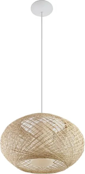 Pendente Juta R&amp;#xFA;stica Bege E Off White &amp;#xD8;42cm