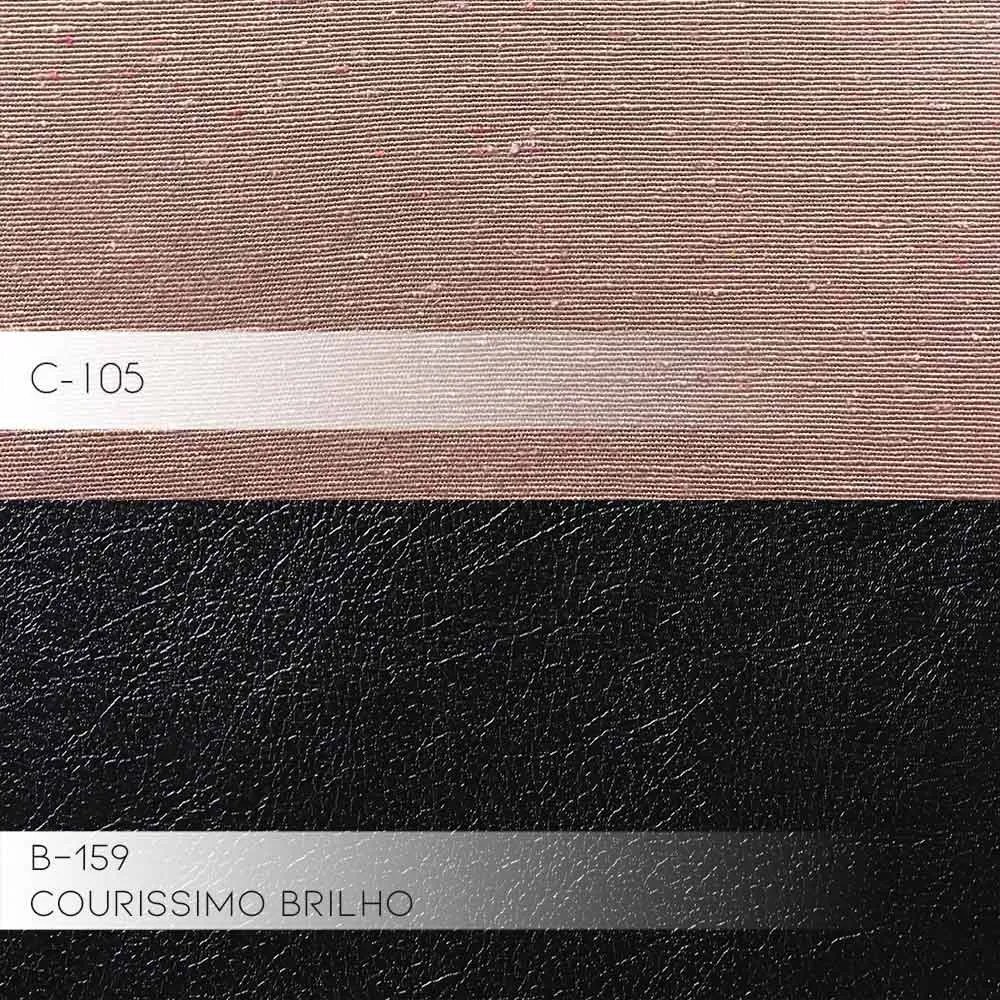 Poltrona Decorativa Kitana Pés Palito PU Sintético/Linho Preto/Rosa G15 - Gran Belo