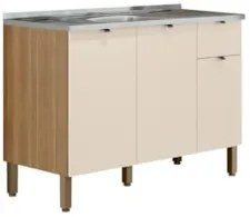 Balcão de Cozinha Com Pia 120cm Laura Plus Soft/Freijó Z06 - Mpozenato