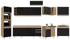 Armário de Cozinha Modulada de Canto 9 Peças CP04 Balcão Castanho/Pret
