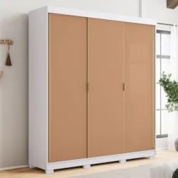 Guarda Roupa Casal 200cm 3 Portas Duke Flex Branco/Camarim V02 - Mpoze