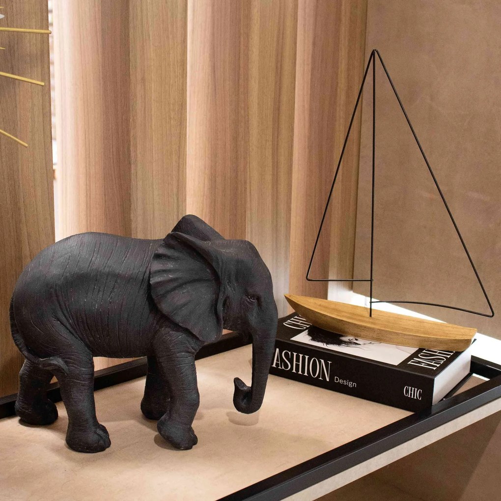 Escultura Decorativa Elefante Em Poliresina Preto 26x31x13 Cm - D'Rossi