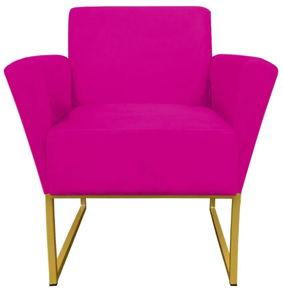 Poltrona Dora Suede Base Metálica Dourado D'Rossi - Pink