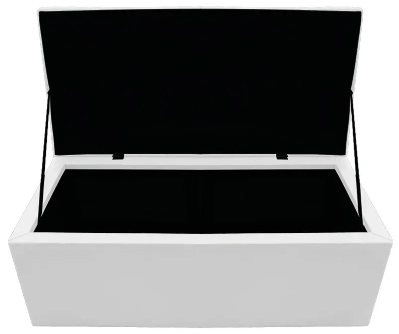 Recamier Baú Estofada Mel 90 cm Solteiro Com Capitonê  Suede Branco - ADJ Decor