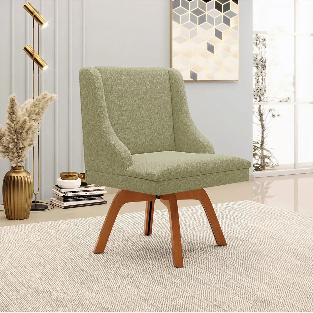 Cadeira Sala de Jantar Giratória MM35 Liz Bouclê D03 - D'Rossi - Pistache