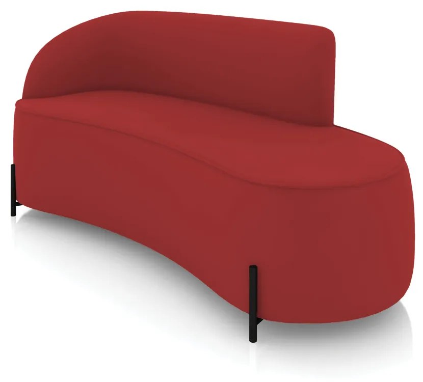 Sofá 3 Lugares Orgânico 180cm Pé Ferro Preto Morgan Veludo D03 - D'Rossi - Marsala