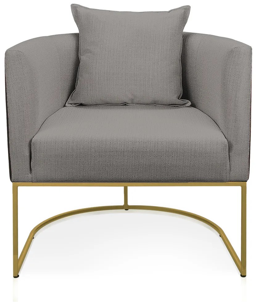 Poltrona Paola Corano Preto com Linho Base Metálica Dourado D03 - D'Rossi - A26 Grafite