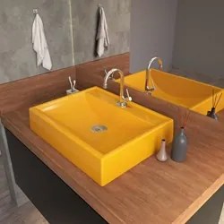 Cuba Pia de Apoio para Banheiro Retangular RT49 C08 Amarelo - Mpozenat