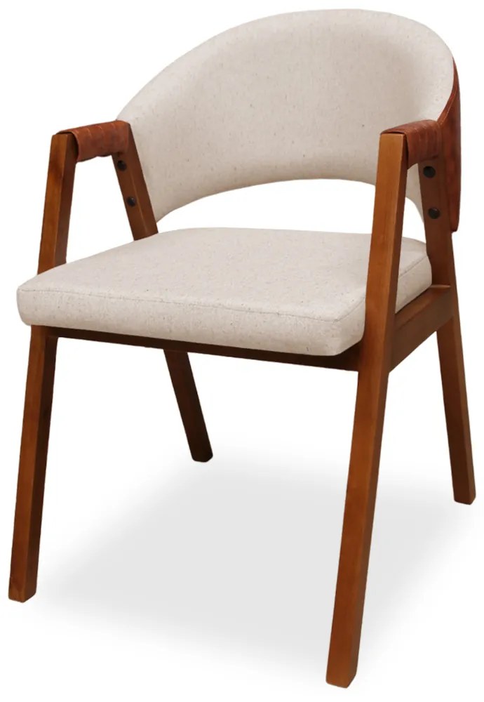 Poltrona Decorativa Suellen Linho Marrom