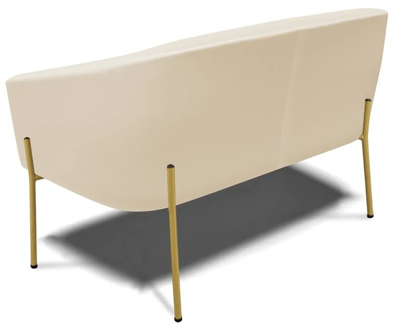 Sofá 2 Lugares Namoradeira Pé de Ferro Dourado Stella Sintético D03 - D'Rossi - Bege