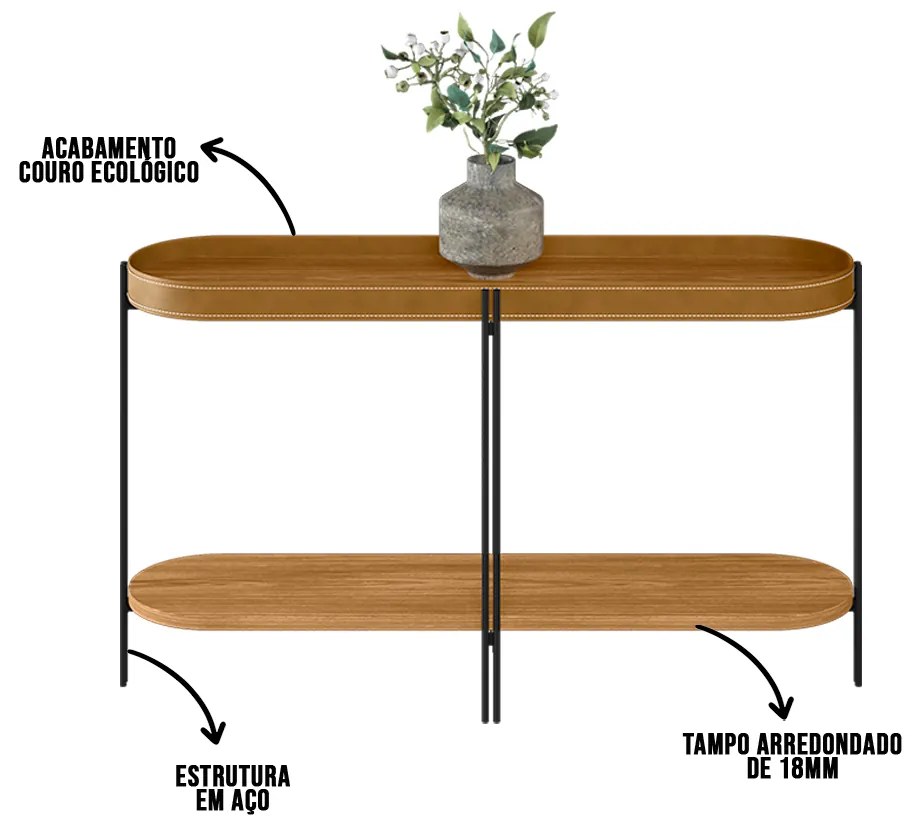Buffet Aparador Isi Nature Fosco e Couro Caramelo 139x79 cm L04 - D'Rossi