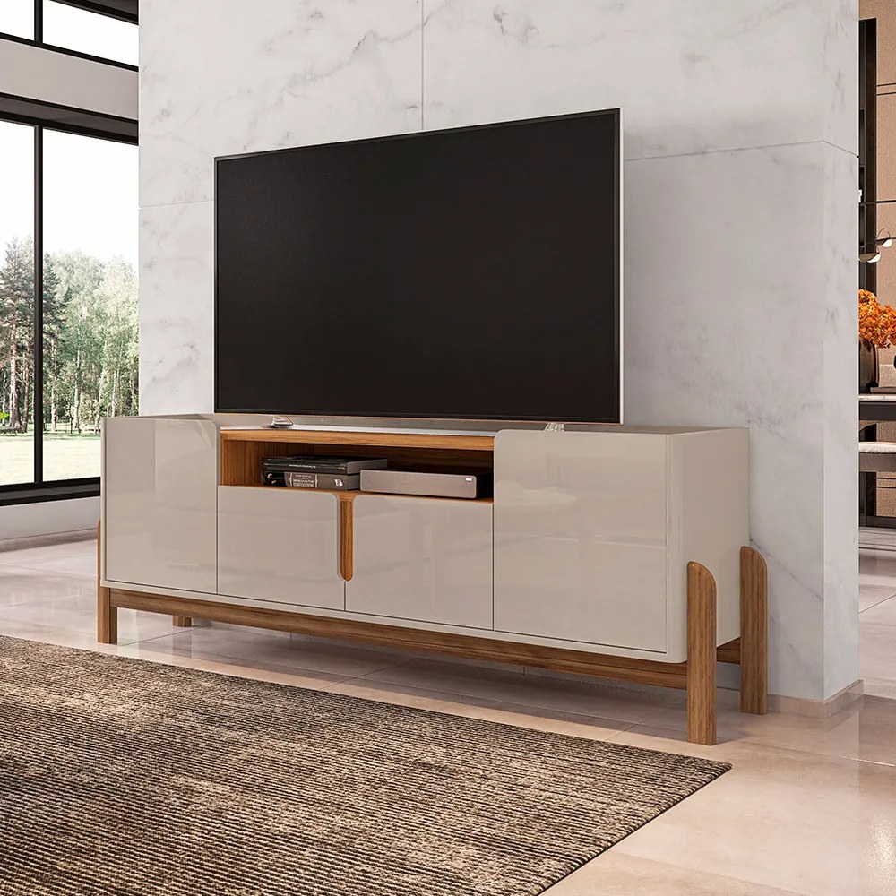 Rack 04 Portas Ayumi 190 cm Off White e Cedro - D'Rossi