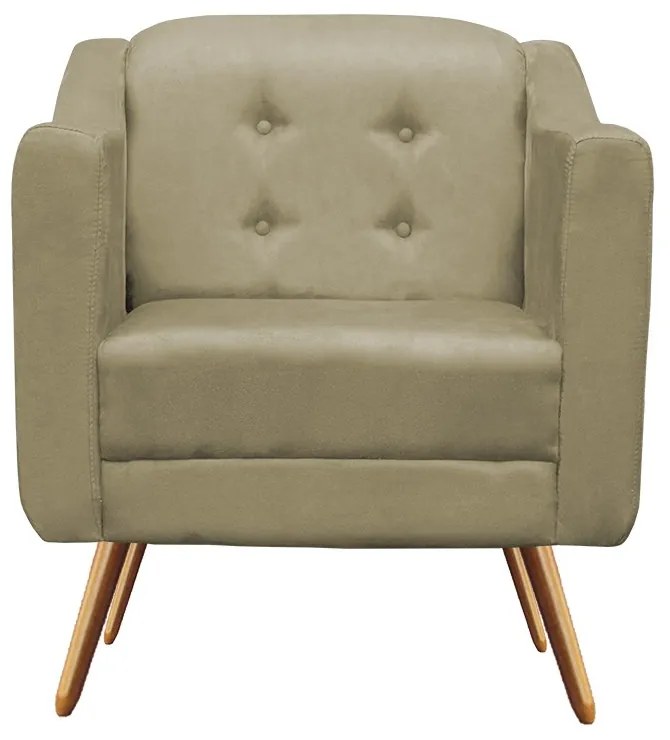 Kit Namoradeira + 2 Poltronas Bruna Pé Palito Suede Nude
