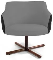 Poltrona Decorativa Jade Base Xis Giratória C-416 Corano Tressê Linho