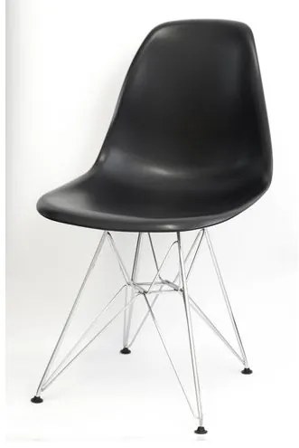 Cadeira Eames Polipropileno Preto Cromada - 9707 Sun House