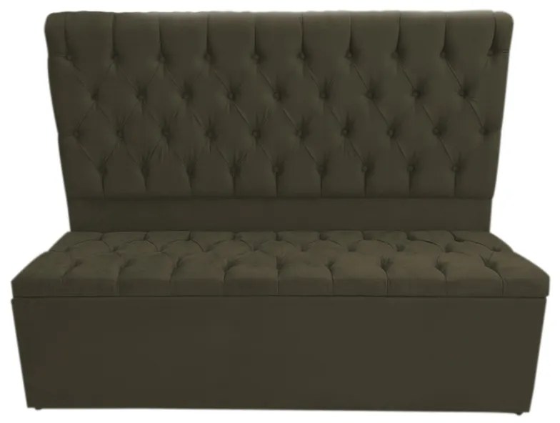 Cabeceira com Calçadeira Baú Solteiro 100cm Nicole Suede Marrom - Sheep Estofados - Marrom