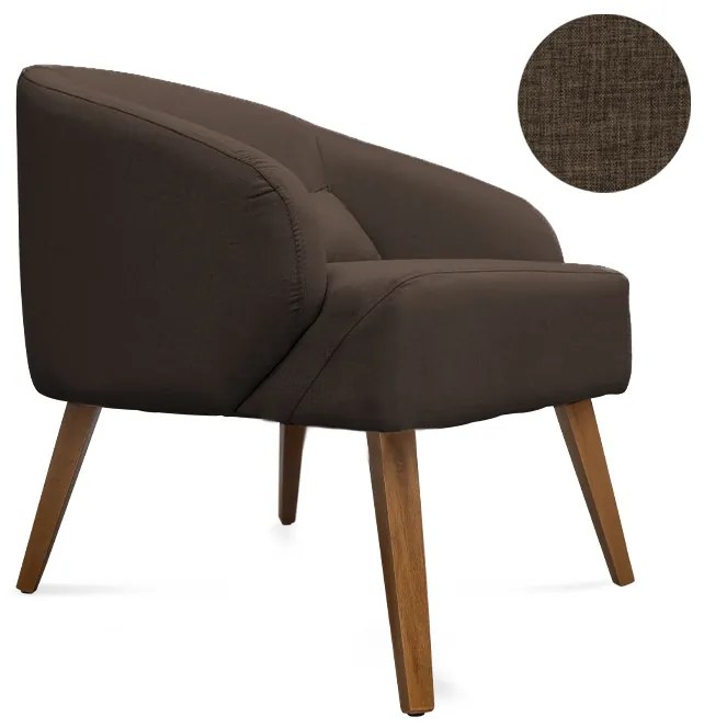 Kit 2 Poltronas Decorativas Lara Pés de Madeira Linho Marrom - Sheep Estofados - Marrom