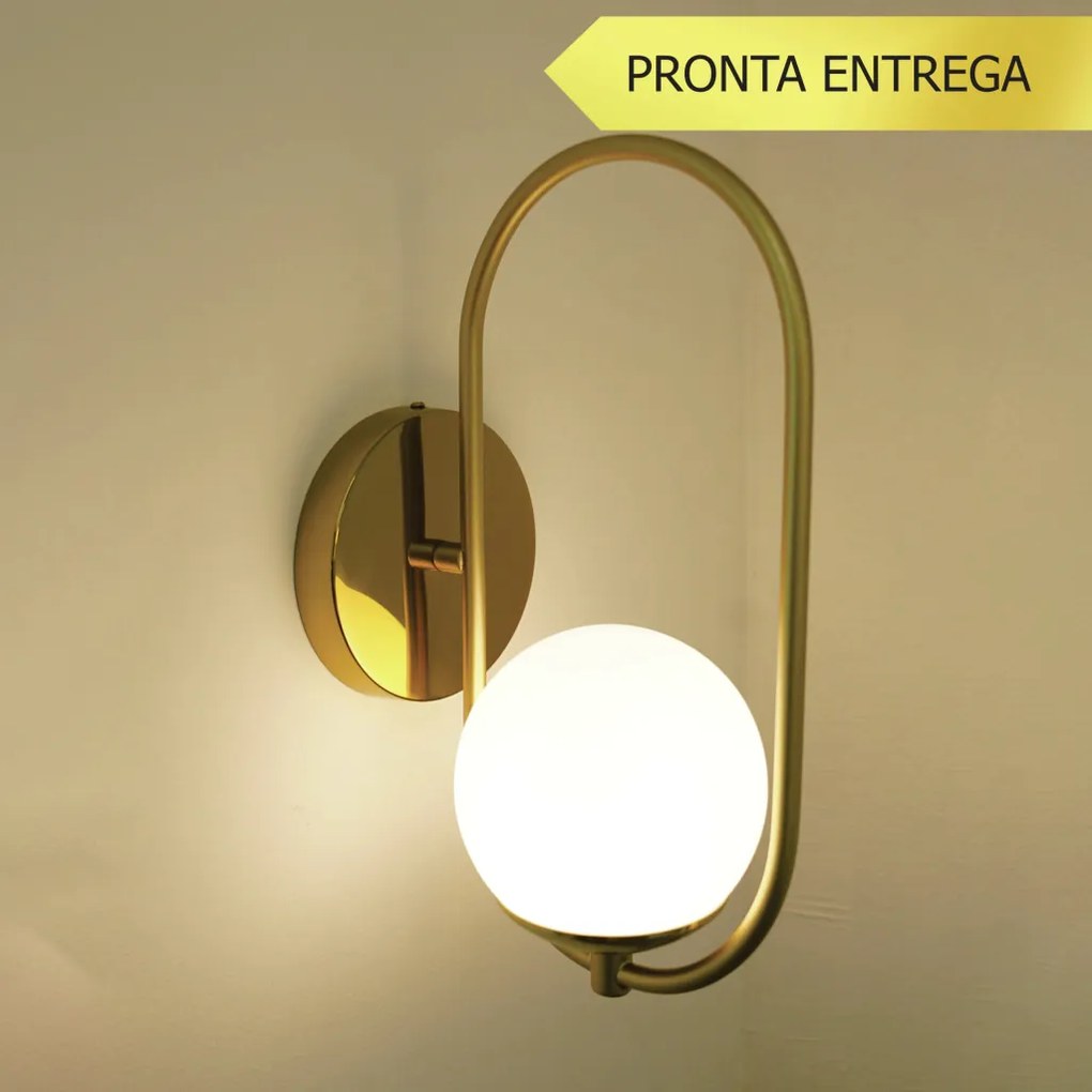 Arandela Elo 12X16X35Cm Aluminio E Globo 01Xg9 - Qimporta Ar2302 (CHAMPANHE)
