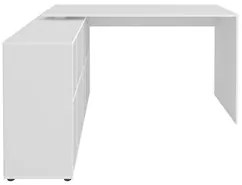 Mesa Escrivaninha em L Eron e Estante Livreiro 90x187cm Lean A06 Branc