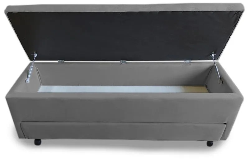 Calçadeira Baú com Sapateira Queen 160cm Paris Suede Cinza - Sheep Estofados - Cinza