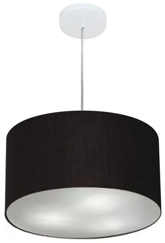 Lustre Pendente Cilíndrico Md-4099 Cúpula em Tecido 40x25cm Preto - Bivolt