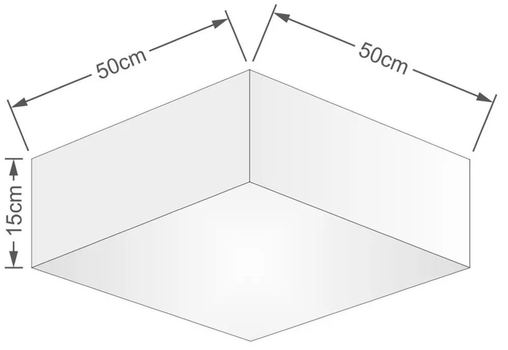 Plafon Quadrado Md-3002 Cúpula em Tecido 15/50x50cm Rústico Cinza - Bivolt