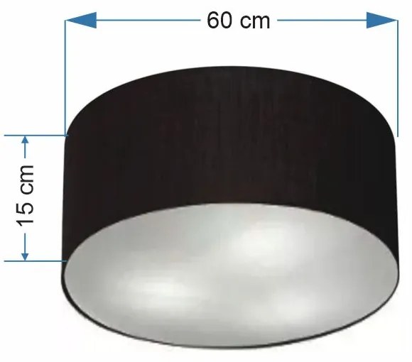 Plafon Cilíndrico Md-3013 Cúpula em Tecido 60x21cm Preto - Bivolt