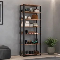 Estante Multiuso Com Prateleiras Estilo Industrial Chess F04 Preto/Sol